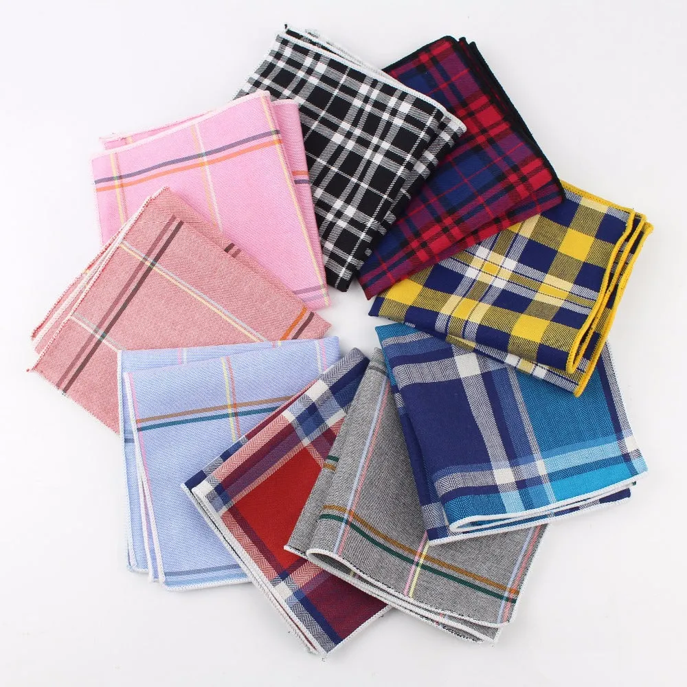 Men's 100% Cotton Handkerchief Scarves Vintage Plaid