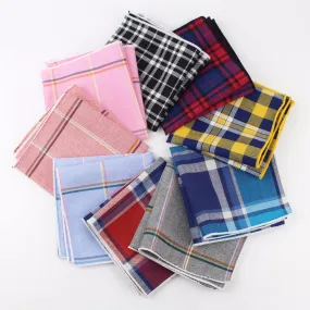 Men's 100% Cotton Handkerchief Scarves Vintage Plaid