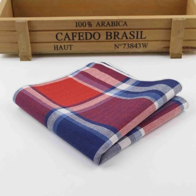 Men's 100% Cotton Handkerchief Scarves Vintage Plaid