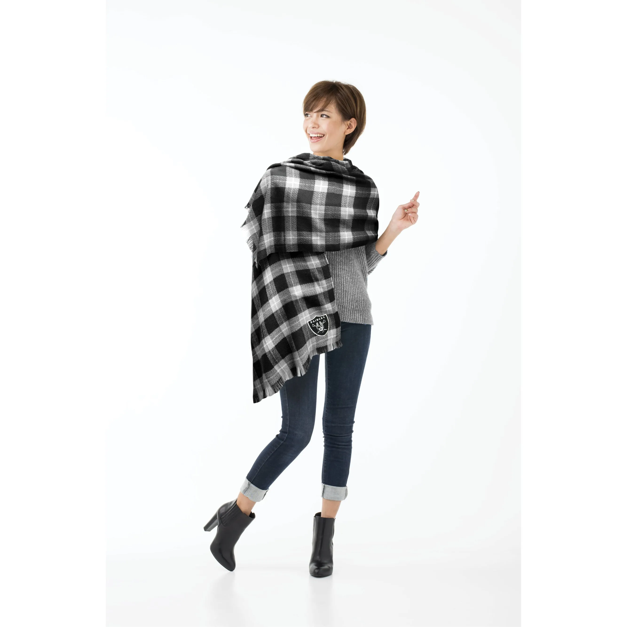 Oakland Raiders Plaid Blanket Scarf