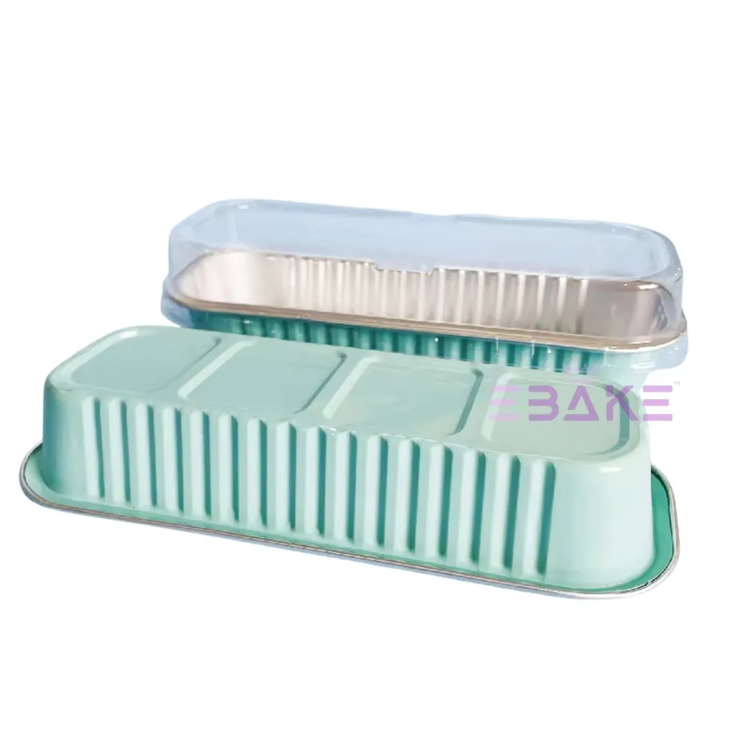 Pastel Blue Aluminium Foil Mini Loaf Pans With Lids