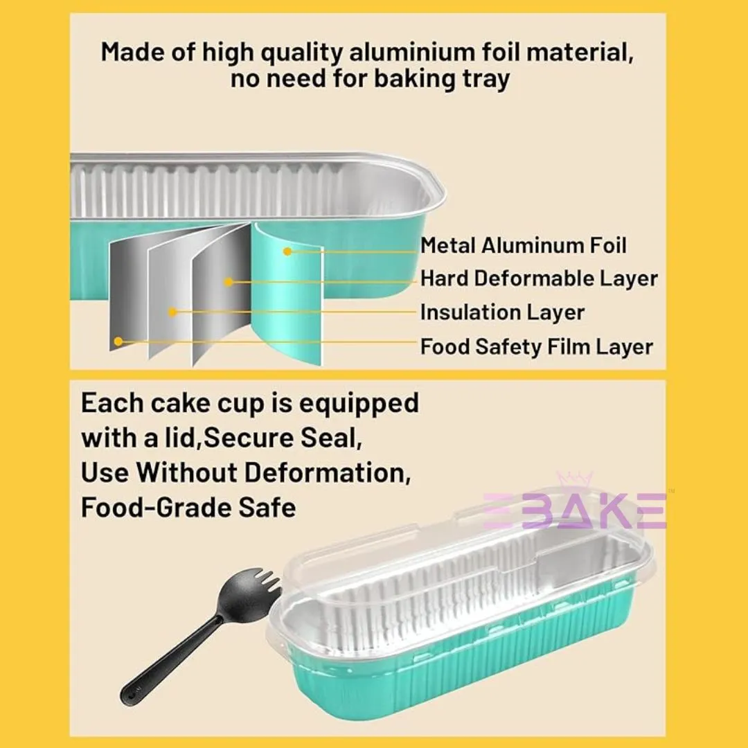 Pastel Blue Aluminium Foil Mini Loaf Pans With Lids