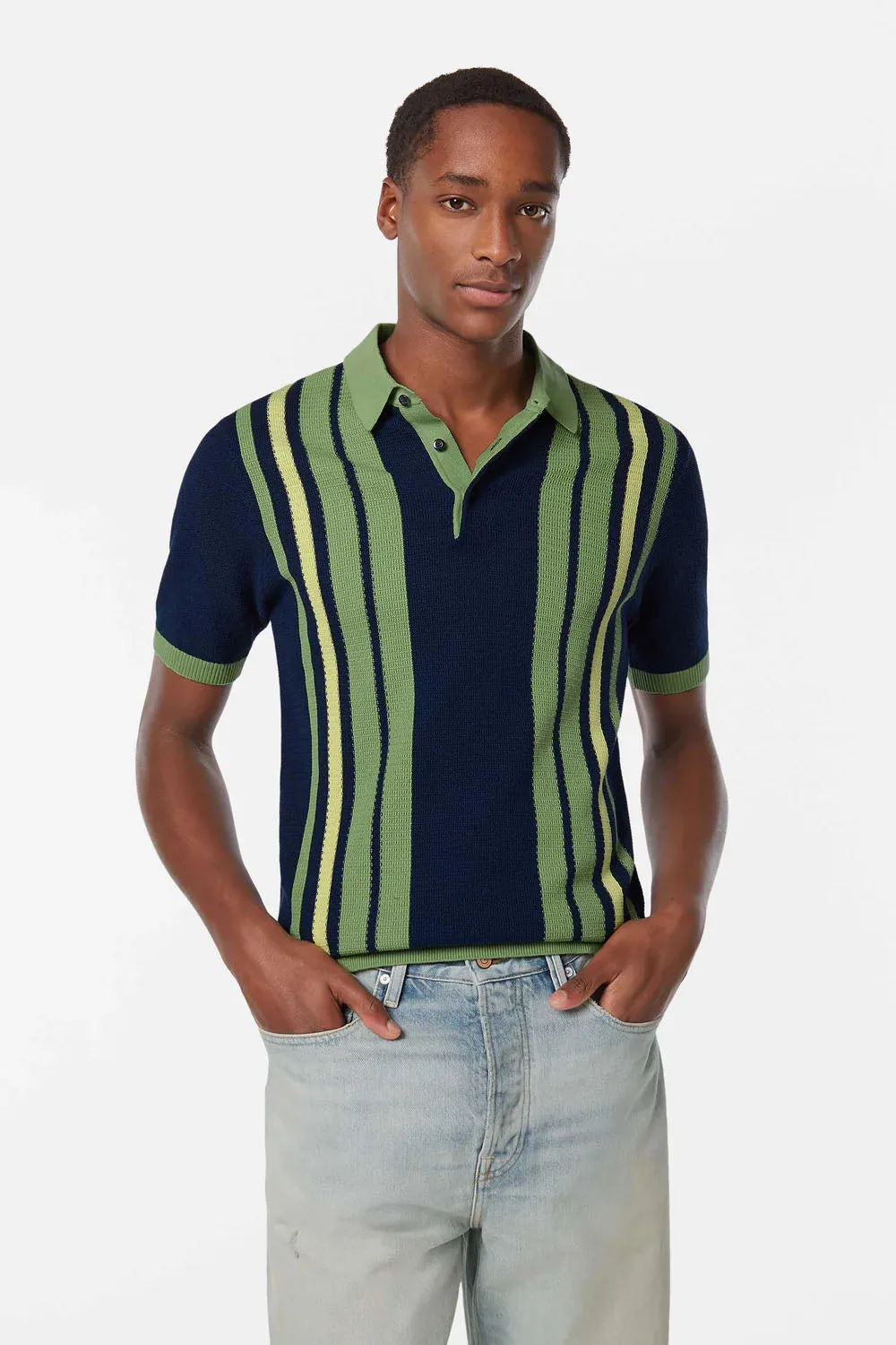 STRUCTURED KNIT POLO Atlantic Blue