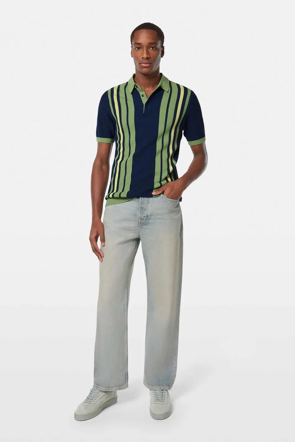 STRUCTURED KNIT POLO Atlantic Blue