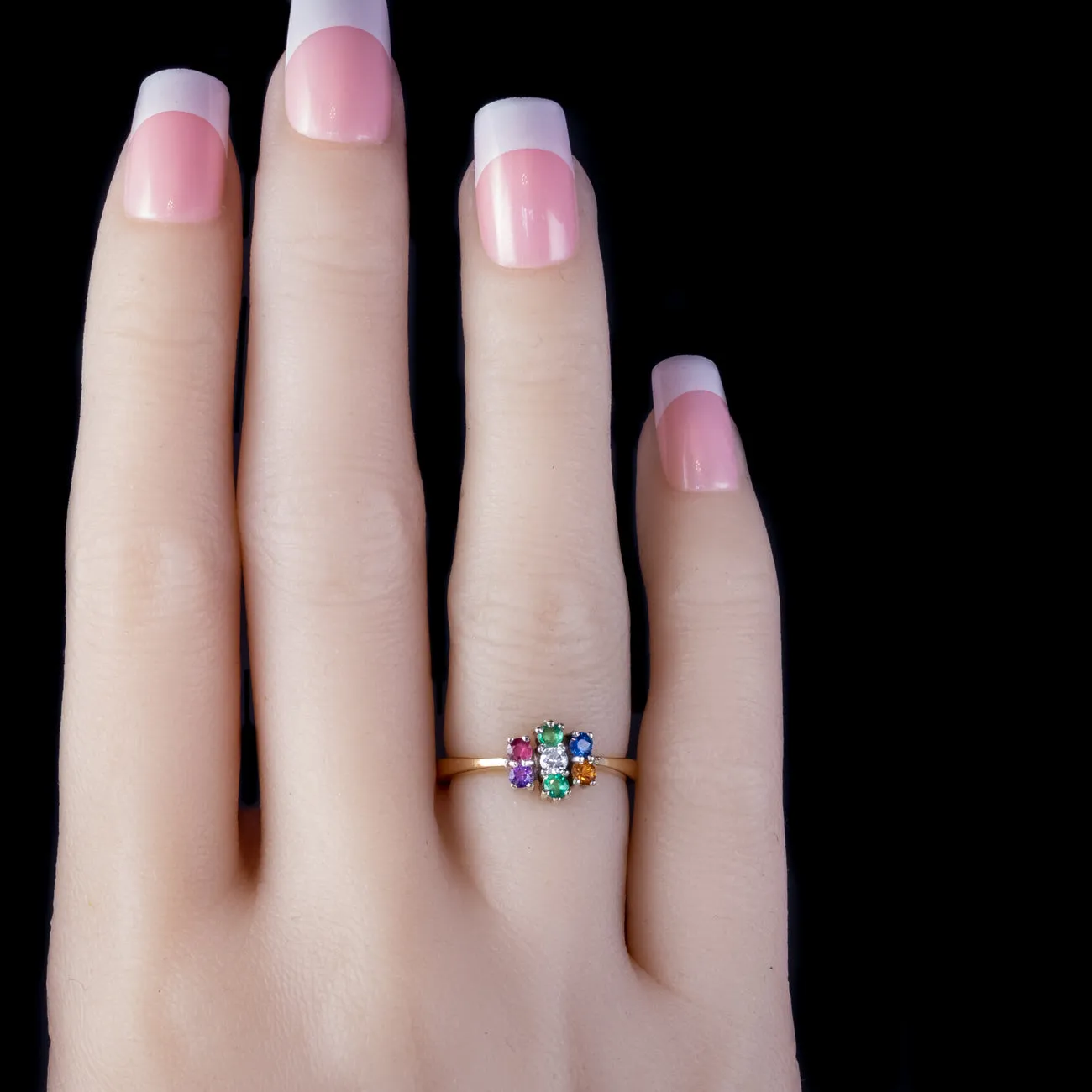 Vintage Gemstone Dearest Cluster Ring 18ct Gold