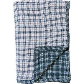 Vintage Plaid   Navy Plaid Twin Muslin Quilt