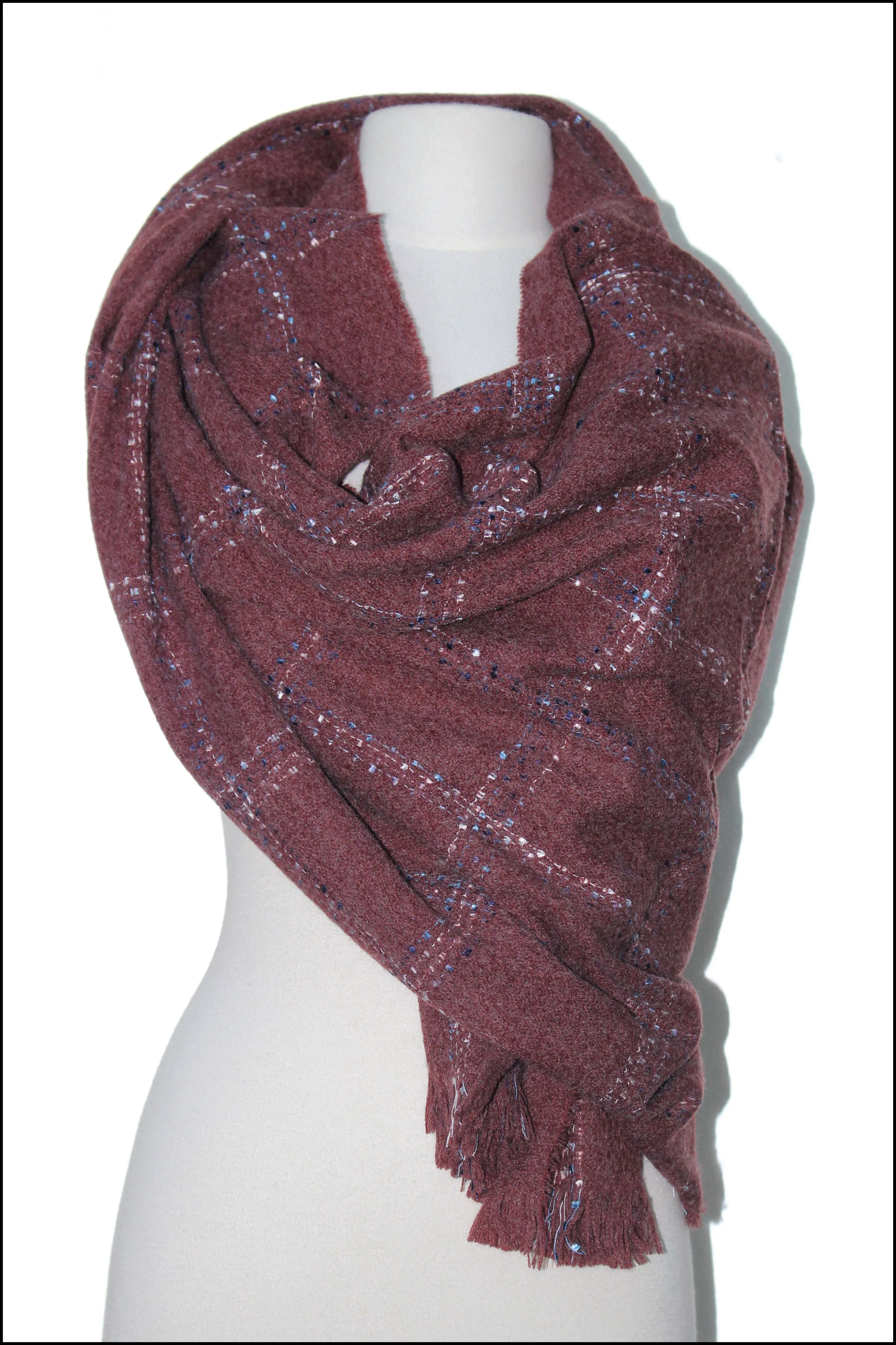 Windowpane Check Oblong Scarf